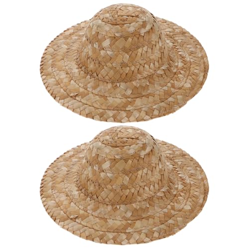 BESPORTBLE 2 Stück Mini Strohhüte Zum Basteln - Unbemalte Puppen-Strohhüte Handgemachte Sombreros Für Kreative DIY Projekte Durchmesser 15 Cm Ideal Für Puppen Und Deko von BESPORTBLE