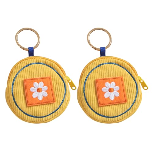 BESPORTBLE 2stücke Kleine Münztasche Mit Schlüsselanhänger Für Frauen Attraktive Stickerei Robustes Cord Vielseitige Aufbewahrung Für Kleine Gegenstände Leicht Zu Transportieren von BESPORTBLE