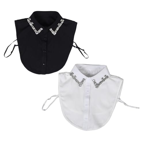 BESPORTBLE 2stücke Strass Kragen Dickey Für Damen Stilvolle Abnehmbare Gefälschte Kragen Blusenkragen Mit Strasssteinen Bequemer Falscher Für Bluse von BESPORTBLE