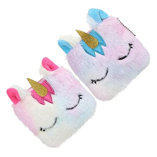 BESPORTBLE 2stücke Münzbehälter Aus Plüsch Mit Einhornmotiv Kleine Geldbörse Mit Reißverschluss Münztasche Als Schlüsseltasche Oder Kosmetiktasche Hält Kleine Gegenstände Wie von BESPORTBLE