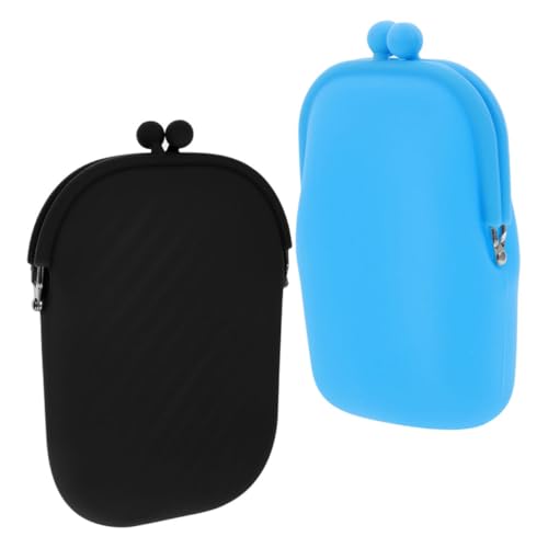 BESPORTBLE 2 Stück Multifunktionale Silikon Geldbörse Damen Klein Robust Vielseitig für Münzen Karten Schlüssel Tragbar Kompakt für Alltag und Business Teiliges Blau Schwarz von BESPORTBLE