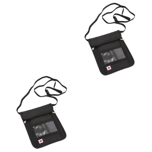 BESPORTBLE 2 Stück Multifunktionale Travel Neck Pouch aus Leichtem Nylon Tragbare Passport Wallet für Reiseunterlagen und Geld Praktischer RFID Schutz für Flughafen Zug und Festival Schwarzes von BESPORTBLE