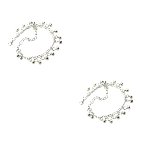 BESPORTBLE 2 Stück Multilayer Silberne Fußkette mit Glocken Verstellbares Damen Fußkettchen Modischer Mehrschichtiger Knöchelschmuck für Frauen und Mädchen Dekorative Glocken Anklet für von BESPORTBLE