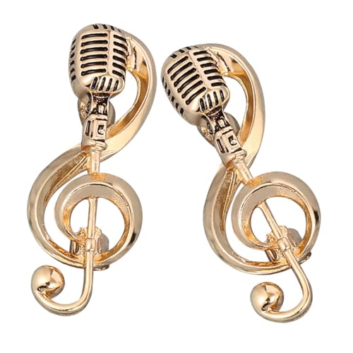 BESPORTBLE 2 Stück Musik Brosche dekorativ für Stifte Mode Musical Vintage Brosche Retro Brosche Mikrofon Brosche Klassische Brosche Broschennadel Musikbrosche Broschüren Legierung Golden von BESPORTBLE