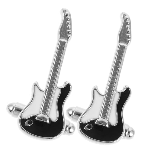 BESPORTBLE 2 Stück Musik Manschettenknöpfe aus Robustem Messing Dekorative Gitarrenform Stilvolle Herren Cufflinks für Hemden Eleganter Schmuck für Hochzeit und Alltag von BESPORTBLE