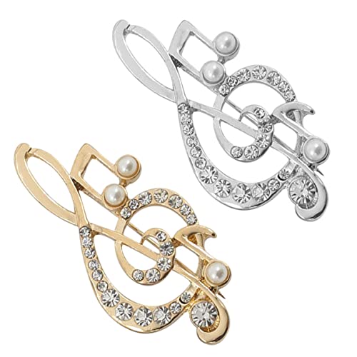 BESPORTBLE 2stücke Rhinestone Brosche Im Musiksymbol-design Für Frauen Eleganter Anstecker Für Kleidung Schals Und Hüte Als Für Musiker Und Musikliebhaber von BESPORTBLE