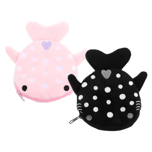 BESPORTBLE 2 Stück Niedliche Plüsch Shark Münzgeldbörse mit Reißverschluss Kleines Leichtes Täschchen für Kleingeld Schmuck und Bargeld Form Geldbeutel für Mädchen und Damen von BESPORTBLE