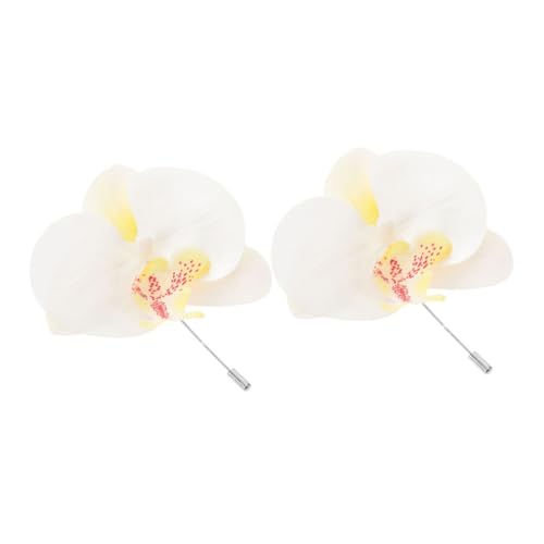 BESPORTBLE 2 Stück Orchidee Broschen Damen Anstecknadeln Seide Weißer Schalklammer Pin Stilvoller Blumen Schmuck für Hochzeit Tanz und Formelle Kleidung von BESPORTBLE