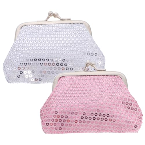 BESPORTBLE 2 Stück Pailletten Münzgeldbeutel Mini Geldbörsen für Mädchen Funkelnde Bunte Portemonnaies mit Einfachem Verschluss Vielseitig für Münzen Kleine Spielzeuge und Accessoires von BESPORTBLE