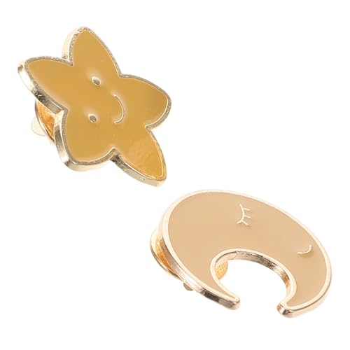 BESPORTBLE 2 Stück Pentagramm Brosche Gold Pin Mond Stern Brosche Pin Stern Anstecker Anstecknadel Mond Brosche Pins Stern Mond Pin Emaille Pin Stern Pin Gelb Zinklegierung von BESPORTBLE