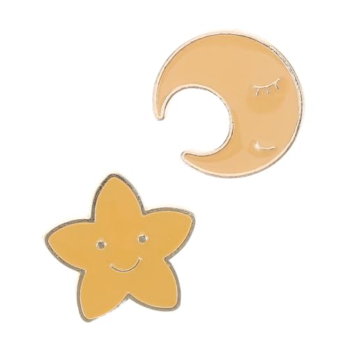 BESPORTBLE 2 Stück Pentagramm-brosche Mond-pin Brosche Mit Stern Anstecknadel Mit Sternabzeichen Süße Emaille-pins Stifte Goldnadel Mond Brosche Mondstern-charme Zinklegierung Yellow von BESPORTBLE