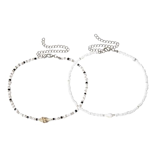 BESPORTBLE 2stücke Muschel Perlenkette Damen Choker Halskette Verstellbar Strand Hawaii Schmuck Für Teenager-mädchen Geschenkidee Zum Geburtstag Weihnachten von BESPORTBLE