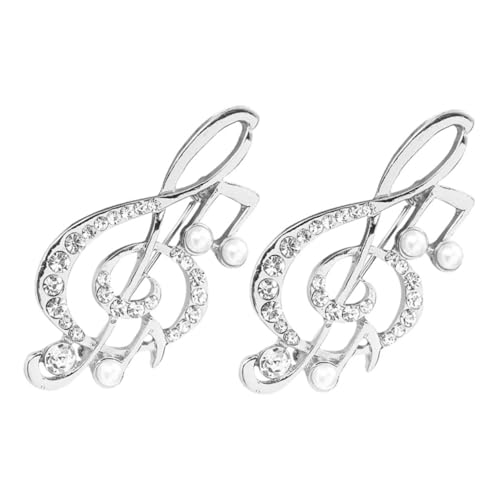 BESPORTBLE 2 Stück Perlenbrosche Mode Party Musiknoten-Abzeichen Nachahmung elegant klein perlen brosche damen brosche Schmuck Brosche Musikstifte Brosche zum Thema Musik Zinklegierung Silver von BESPORTBLE