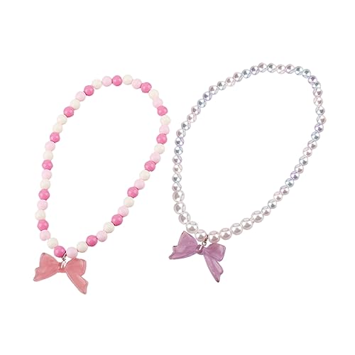 BESPORTBLE 2 Stück Perlenkette Kinderkette Kinderschmuck Halskette Süße Halskette Für Mädchen Halskette Für Kinderpartys Halskette Schmetterlinge Halskette Acryl von BESPORTBLE