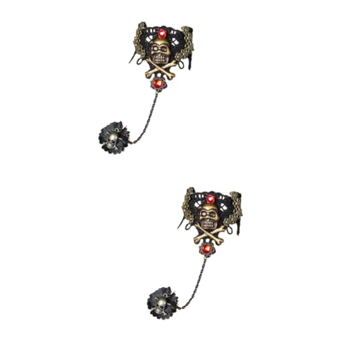BESPORTBLE 2 Stück Piraten Schädel Handkette mit Schwarzer Spitze Elegantes Halloween Armband für Damen Leichtes Party Accessoire Langlebig und Komfortabel für Frauen von BESPORTBLE