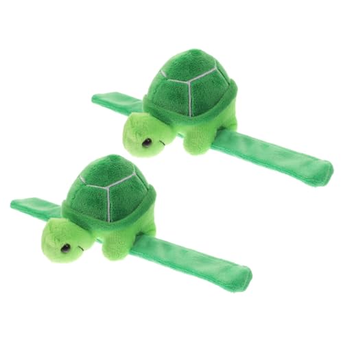 BESPORTBLE 2 Stück Plüsch Schildkröten Klatscharmbänder Weiche Cartoon Armbänder aus Langlebigem Baumwollmaterial Dekorative Tiermuster Handgelenkbänder für Geburtstag Halloween Party von BESPORTBLE