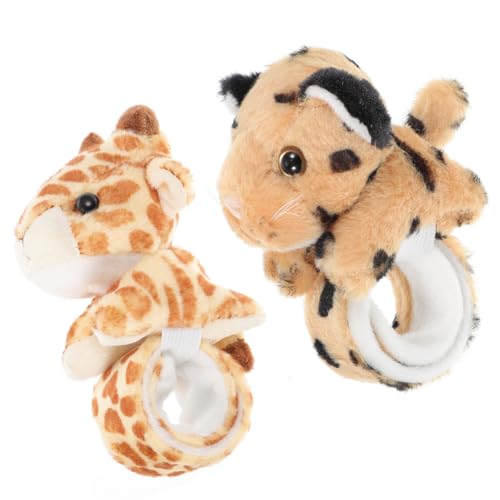 BESPORTBLE 2 Stück Plüsch Tier Slap Armbänder Giraffe und Leopard Deko für Kindergeburtstagsfeiern Weiche Sichere und Strapazierfähige Handgelenkarmbänder von BESPORTBLE