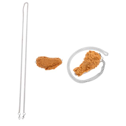 BESPORTBLE 2 Stück Realistische Fried Chicken Leg Wing Halskette Hip hop Schmuck mit Detailgetreuer Imitation Vielseitiges Party accessoire und Auffälliger Anhänger für Damen und Herren von BESPORTBLE