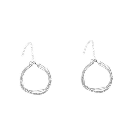 BESPORTBLE 2 Stück Reihiges Rhinestone Fußkettchen für Damen Metall Ankette Silber Verstellbare für Optimalen Tragekomfort für Partys Besondere Anlässe von BESPORTBLE