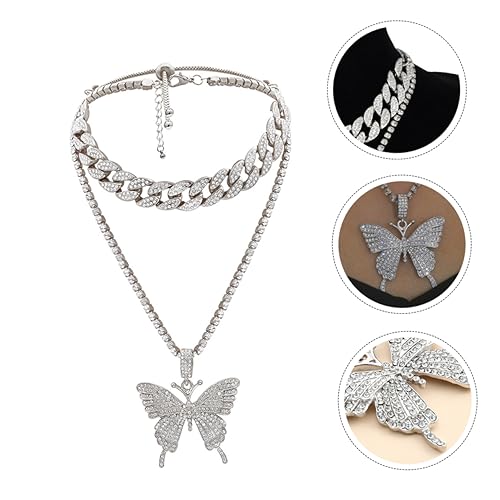 BESPORTBLE 2 Stück Retro-Halsschmuck Träne Gold Perlenkette geschichtete Halsketten für Frauen modeschmuck Retro -Anhänger Halsdekor Strassanhänger Legierung Silver von BESPORTBLE