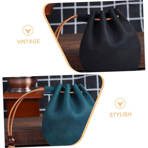BESPORTBLE 2 Stück Retro Leder -Aufbewahrungstasche Schlüssel Kleines Portemonnaie für Damen Mini Geldbörsen komfortabel Plüsch Geldbörse Netter Münzbeutel Gürtelbeutel Oberschicht Rindsleder von BESPORTBLE