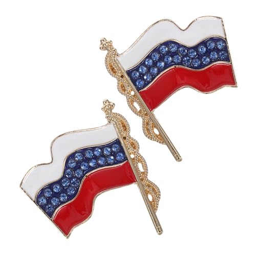 BESPORTBLE 2 Stück Rhinestone Wimpel Russische Flagge Brosche Leichtes Patriotisches Abzeichen mit Farbintensivem Epoxidharz für Anzug Jacke und Hut bei Formellen und Alltagsanlässen von BESPORTBLE
