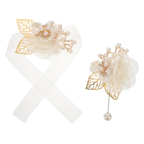 BESPORTBLE 2 Stück Rosen Hochzeitssträuße Braut Ansteckblumen Armband Accessoires Boutonniere Bräutigam Anzug Accessoire Armband Brautjungfern Blumen Brautparty Brautjungfern von BESPORTBLE