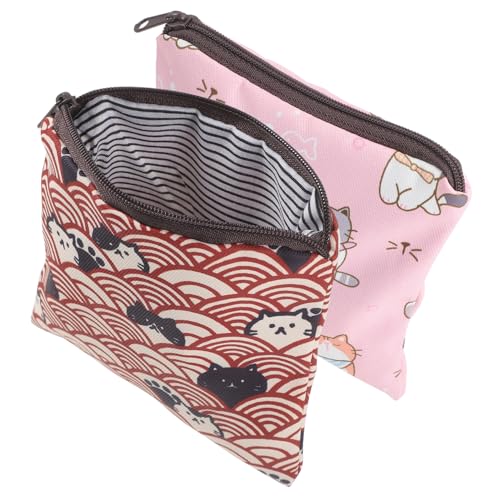 BESPORTBLE 2 Stück Sanitary Napkin Organizer Tasche Polyester Tragbar Süßes Design mit Katzenmotiv Hygienische Aufbewahrung für Damenbinden für Büro und Unterwegs von BESPORTBLE