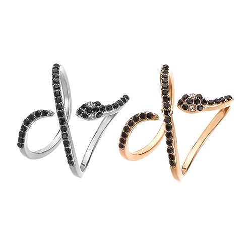 BESPORTBLE 2 Stück Schlange Finger Ringe für Frauen Verstellbare Schmuckringe Silber Eleganter Dekorationsring für Partys Besondere Anlässe von BESPORTBLE