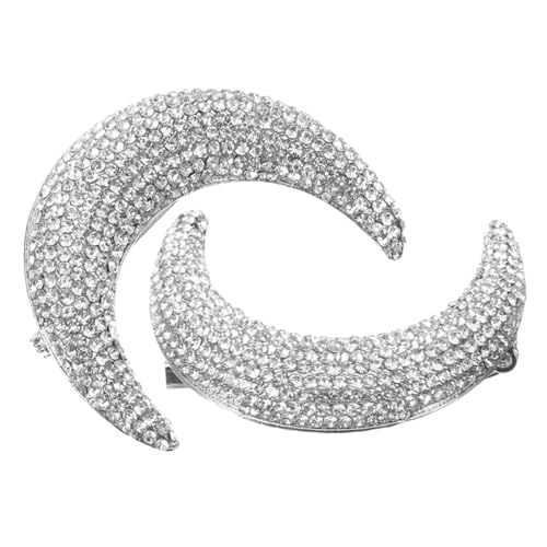 BESPORTBLE 2 Stück Silberbroschen Frauen Mond Brosche mit Strassbesatz Individuelle Anstecknadeln Damen für Kleidung Eleganter Vintage Stil Lapel Pin für Bluse Mantel Schal und Rucksack von BESPORTBLE