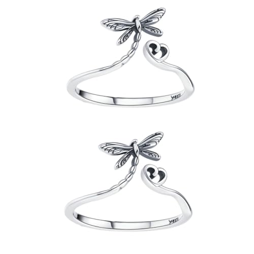 BESPORTBLE 2 Stück Sterling Offener Ring für Damen Modischer Libellenring Verstellbar Eleganter Schmuck für Besondere Anlässe Partys Einzigartiges Design für Frauen von BESPORTBLE
