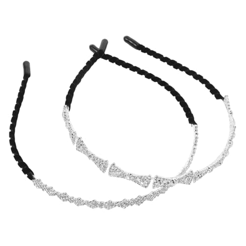 BESPORTBLE 2stücke Strass-stirnband Mit Perlen Für Damen Glänzendes -haarband Für Urlaubs Und Brautschmuck Leicht Und Rutschfest von BESPORTBLE
