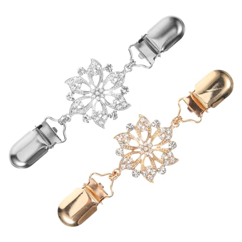 BESPORTBLE 2 Stück Strickjacken Clips mit Hohlblumenmuster und Funkelnden Strasssteinen Broschennadeln zum Zusammenhalten von Pullover und Schal Vielseitige Schmuckspangen für Damen von BESPORTBLE