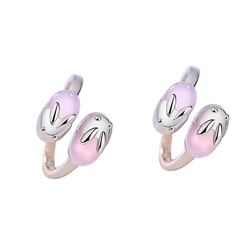 BESPORTBLE 2 Stück Süßer Hasenförmiger Offener Ring Hibiskusstein Pinker Kristallring für Frauen für Besondere Anlässe von BESPORTBLE