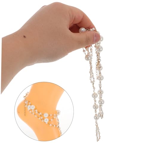 BESPORTBLE 2stücke Perlenfußkette Für Damen Mehrschichtiges Barfuß-fußkettchen Mit Perlendetails Leicht Und Angenehm Zu Tragen Als Sommerschmuck Für Strand Und Freizeitaktivitäten von BESPORTBLE