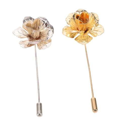 BESPORTBLE 2stücke Rosenblütenbrosche Als Anstecknadel Für Herren Metall Vintage Blumennadel Kragenabzeichen Für Business Hochzeit Party Smoking Zubehör von BESPORTBLE