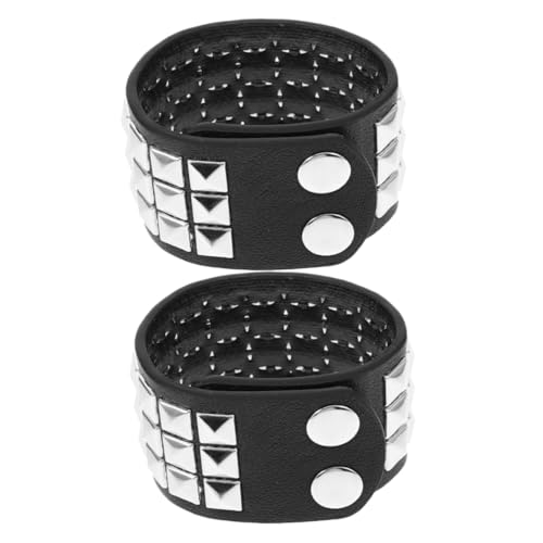 BESPORTBLE 2 Stück Teiliges Pu lederarmband mit Nieten Robustes Retro Punk design Verstellbares Unisex armband für Individuellen Stil und Modisches Statement bei Jeder Gelegenheit von BESPORTBLE