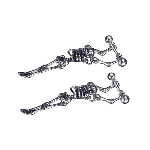 BESPORTBLE 2 Stück Teiliges Skull Ohrstecker Herren Langlebiger Sicherer Skelett Schmuck mit Witzigem Design Eardrops für Alltag Reisen und Festivals von BESPORTBLE