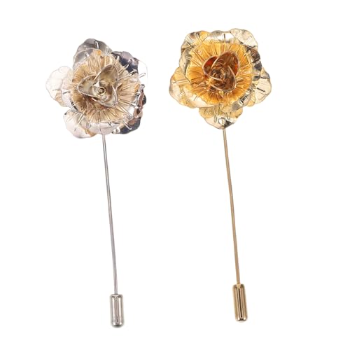BESPORTBLE 2 Stück Teiliges Vintage Metall Anstecknadeln für Herren Retro Rosenbrosche als Hochzeit Boutonniere Eleganter Blüten Anstecker für Anzug Business Festliche Anlässe Langlebiges von BESPORTBLE