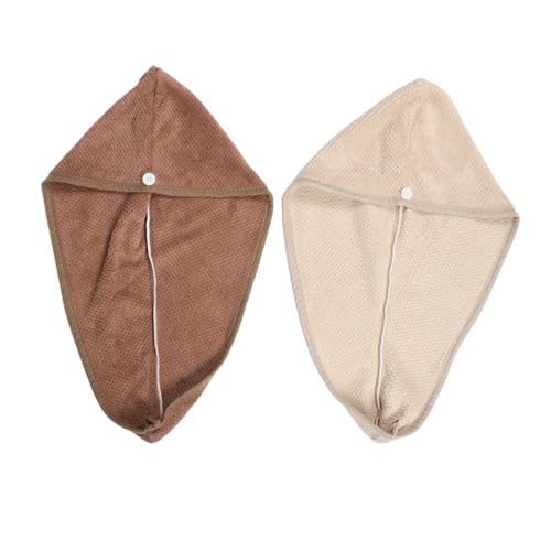 BESPORTBLE 2stücke Haarturban Für Schnelles Trocknen Absorbierendes Handtuch Korallenfleece Mikrofaser Für Frauen Khaki Für Empfindliches Haar von BESPORTBLE