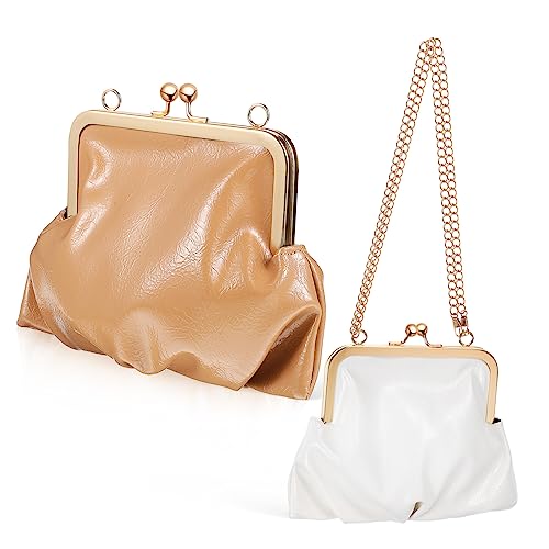 BESPORTBLE 2stücke Umhängetasche Für Damen Aus Kunstleder Mit Kussverschluss Schultertasche Mit Kettenriemen Als Clutch Messenger Bag Oder Handtasche Verwendbar Für Shopping Partys Und von BESPORTBLE