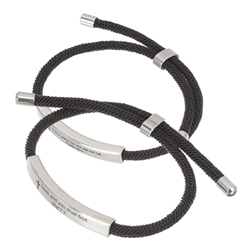 BESPORTBLE 2 Stück Verstellbare Handkette Titanstahl mit Woven Rope Design Motivationsarmband für Männer Frauen für zu Weihnachten Geburtstagen Besonderen Anlässen von BESPORTBLE