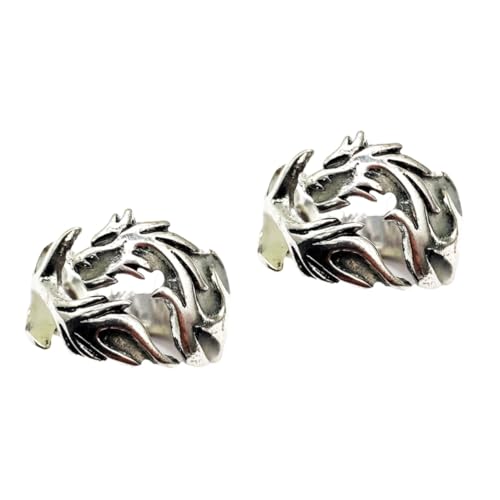 BESPORTBLE 2 Stück Verstellbarer Herren Punk Ring mit Leuchtendem Drachenmuster Retro Hollow Out Design Langlebiges Legiertes Material Komfortabler Sitz für Geburtstag und Zufällige Farbe von BESPORTBLE