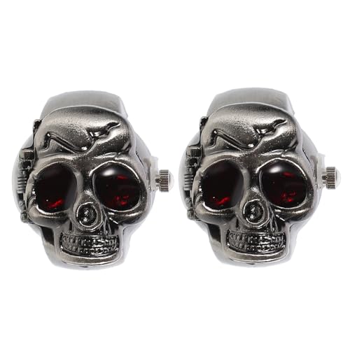 BESPORTBLE 2 Stück Vintage Punk Fingeruhr mit Flip Open Cover für Männer und Frauen Kreatives Design Ringuhr für Halloween und Alltag Retro Finger Uhr Modisches Accessoire von BESPORTBLE