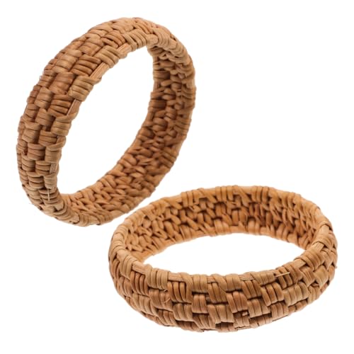 BESPORTBLE 2stücke Handgewebte Retro Ethno-rattanarmbänder Leichtem Holz Für Sommer Boho-style Für Alltag Und Strand Für Stilvolle Looks von BESPORTBLE