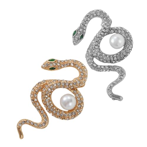 BESPORTBLE 2 Stück Vintage Schlangenbroschen für Damen Stilvolle Tierbroschen mit Funkelnden Strasssteinen Klassische Anstecknadeln für Anzüge Kleider und Pullover Modisches Schmuck von BESPORTBLE