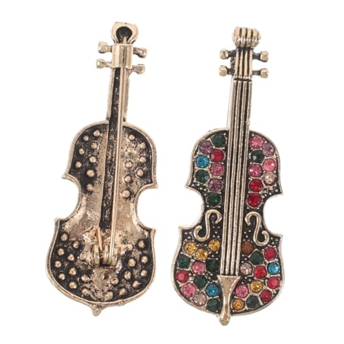 BESPORTBLE 2 Stück Vintage Violin Broschen für Damen Strassbesetzte Anstecknadeln für Strickjacken Schals Kleidung Musikalische Modeaccessoires aus Hochwertiger Legierung von BESPORTBLE