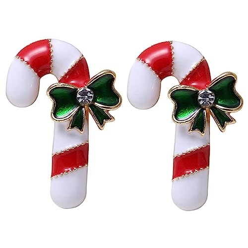 BESPORTBLE 2 Stück Weihnachtliche Broschen Set Teilig Handgefertigte Zuckerstangen Anstecker mit Kristallbesatz Modischer Weihnachtsschmuck für Kleidung Taschen und Mäntel Festliches Party von BESPORTBLE