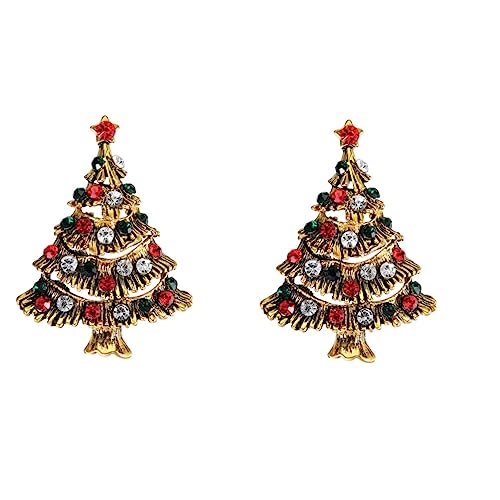 BESPORTBLE 2 Stück Weihnachtliche Broschennadel mit Funkelnden Strasssteinen Leichter Weihnachtsbaum Brosche Pin für Damen Mini Dekoration für Kleidung und Taschen Festlicher Schmuck für von BESPORTBLE