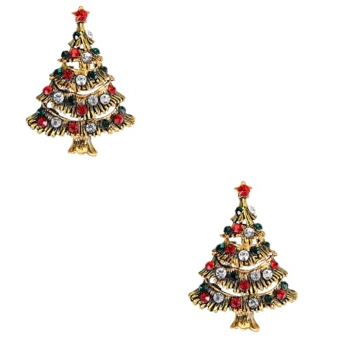 BESPORTBLE 2 Stück Weihnachtliche Damen Brosche Weihnachtsbaum Design Strass Schmuck Leicht Tragbar Festliche Anstecknadel für Kleidung Taschen von BESPORTBLE